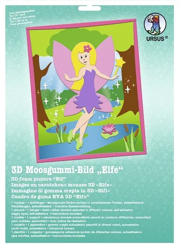 BASTELMAPPE MOOSGUMMI-BILD ELFE 3D BASTELN NEU