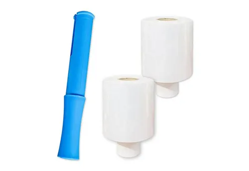 ARLI Klebeband 2x Stretchfolie Mini 100 mm x 150 m - 20 my (2-St) Transparent Handstretchfolie inkl. 1x Handabroller