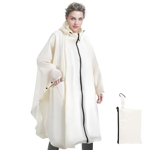Sensong Regenponcho für Damen, Regenjacken | Unisex Regencape, Wasserdicht mit Kapuze und Reißverschluss Wiederverwendbar Regenmantel für Wandern Camping Radfahren Reisen