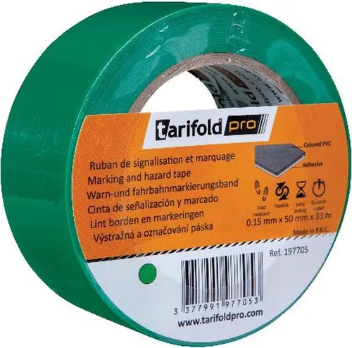 Tarifold Kettenschloss Bodenmarkierungsband 50mmx33m grün (24 Stück) - Praktisches Bodenmarkierungsband in leuchtendem Grün, ideal für klare Markierungen und Sicherheit im gewerblichen Bereich.
