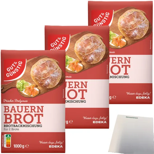 Gut&Günstig Brotbackmischung Bauernbrot 3er Pack 3x1000g Packung usy Block