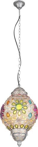 Esszimmerlampe Pendellampe Kristalle – Bunte Hängelampe für stilvolle Küchen - Lampen: Farbige Hängeleuchte mit schönem orientalischem Design, höhenverstellbar und E27 Fassung für individuelle Lichtgestaltung.