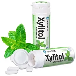Miradent Zahnpflegekaugummi Xylitol Spearmint - Arzneimittel zur Zahnpflege, reduziert Zahnbelag und Kariesbildung durch Xylitol und sorgt für frischen Atem.