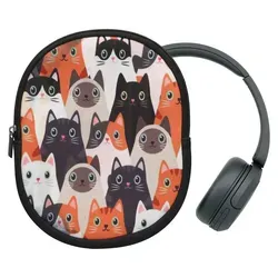 kwmobile Hülle kompatibel mit Sony WH-CH520 / WH-CH510 / MDR-ZX110 Neopren Tasche - Case für Headset aus robustem Neopren Stoff - Orange Schwarz ... - Orange