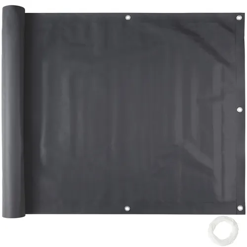 TecTake Balkon Sichtschutz schwarz, 90 cm mit metallverstärkten Ösen - Sicht-, Wind- & Lärmschutzwände, blickdicht und witterungsbeständig, einfache Montage ohne Schrauben oder Bohren für maximale Privatsphäre.