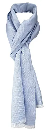 TigerTie Unisex Schal Pique in blau-weiss uni gemustert - Größe 180 x 28 cm
