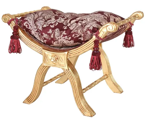 Sitzgondel Barock Hocker Schemel Antikstil Fußbank Sitzbank Sitzhocker rot Bank