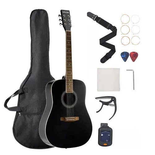 VEVOR Dreadnought Akustik Gitarre 1041,4 mm Anfängerpaket Erwachsene Schwarz