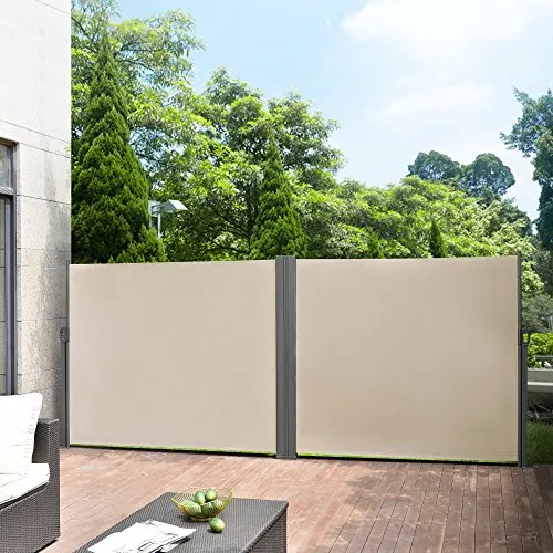 pro.tec Doppelte Seitenmarkise 'Alcazaba' 2 x 300 x 160 cm - Markise in Sandfarben Beige, idealer Sicht- und Windschutz mit strapazierfähigem, wasserabweisendem Textilgewebe für langlebigen Einsatz im Freien.