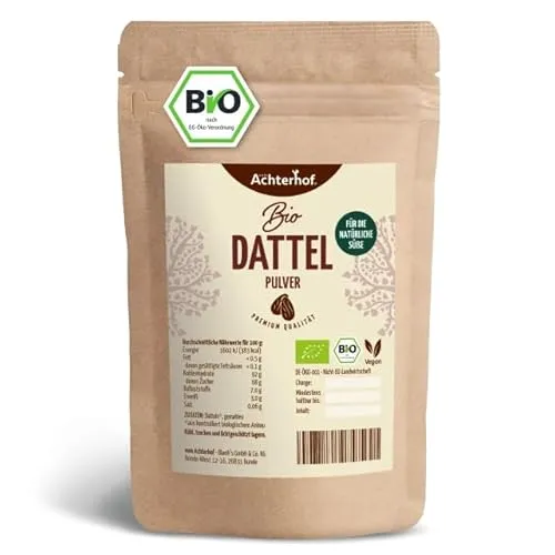 Bio Dattel Pulver 500g | natürlicher Zuckerersatz für gesunde Rezepte - Vitamine & Nahrungsergänzungsmittel - Aromatischer Zuckerersatz mit 30% weniger Zucker, ideal zum Backen, Kochen und für Shakes, 100% naturrein und vegan.
