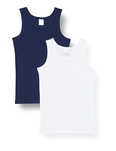 Schiesser Jungen 2 Pack Unterhemd ohne Arm - 95/5 Organic Bio Baumwolle - Größe 92 bis 140