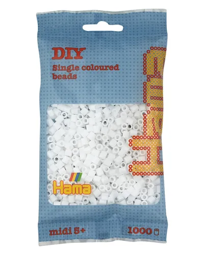 Midi Bügelperlen - Weiß 207-01 Ø 5 mm Hama Perlen Steckperlen Beads 1000