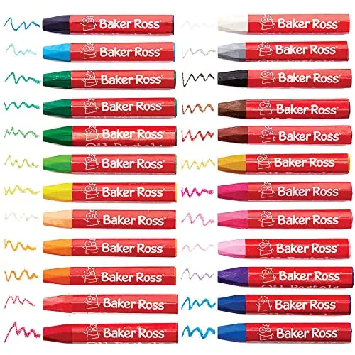 Baker Ross FC843 Ölpastellkreide - 24 Stück, Öl Pastell Kreiden für Kinder und Erwachsene zum Malen und Gestalten, Tolles Geschenk für Mädchen und Jungen