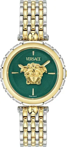 Versace Quarzuhr MEDUSA HERITAGE VE9D00324 - Elegante Damenuhr in Schwarz-Gold mit ikonischem Medusa-Design. Hochwertiges Edelstahlgehäuse und Saphirglas machen sie zum perfekten Accessoire für jeden Anlass. Ideal für stilbewusste Frauen, die Luxus und Design schätzen.