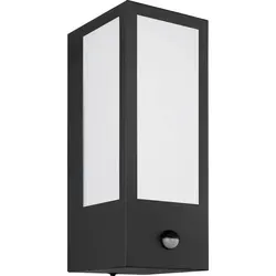 Wandleuchte mit Bewegungsmelder - Moderne Außenleuchte in Schwarz - Lampen mit integriertem Bewegungsmelder, spritzwassergeschützt (IP44), bietet individuelle Lichtgestaltung durch E27 Fassung und hohe Reichweite von 4-8 m.