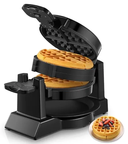 FOHERE Doppeltes Belgisches Waffeleisen 1400W mit Drehfunktion