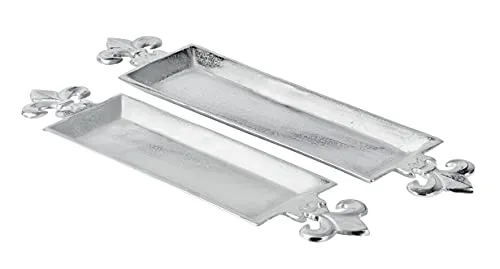 MichaelNoll Tablett Lilie - Servierbrett Servierplatte Aluminium Silber - Serviertablett aus Metall - Silbertablett - Dekotablett - 59 oder 67 cm (67x15x3 cm)