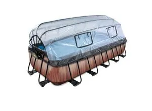 EXIT Wood Pool 540x250x100cm - Rechteckiger Rahmenpool mit Sandfilterpumpe und Abdeckung - Swimmingpools – Der EXIT Wood Pool überzeugt mit robustem Holzlook, integrierter Sandfilterpumpe und praktischer Abdeckung für sauberes Wasser und Wärme.
