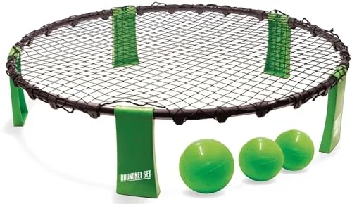 Roundnet Set, komplettes Set für sofortigen Spaß - Roundnet Set für 2 Teams, inkl. 3 Bällen, Ballpumpe und Tragetasche. Ideal für Fitness und Koordination, perfekt für Strand und Park.