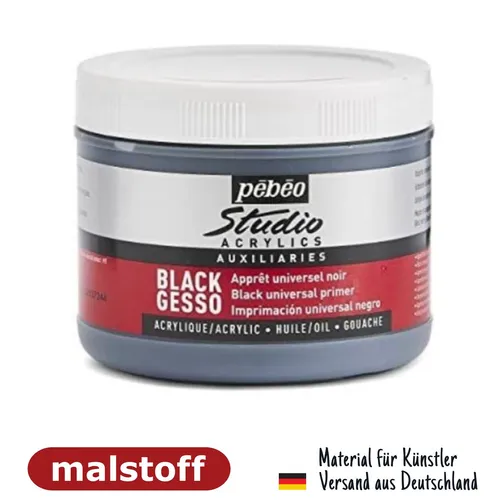 Gesso Studio 500 ml Schwarz Grundierung für Öl- Acrylmalerei Pebeo Malstoff