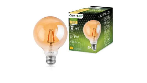 Żarówka Dekoracyjna Kulista LED E27 G125 7W 806lm 2000K Ciepła 360 Filament LUMI