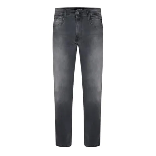 Replay Herren Jeans Anbass Slim-Fit mit Comfort Stretch, Dark Grey 096 - Jeans für Herren mit Slim Fit und Power Stretch für optimalen Komfort. 5 praktische Taschen und lässiger Look, ideal für den Alltag.