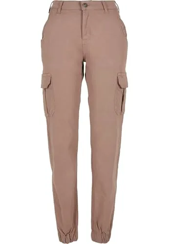 Urban Classics Damen Hose Duskrose 28 - Damen-Hosen mit hohem Bund für optimalen Tragekomfort und voluminösen Cargo-Taschen an den Oberschenkeln für einen trendigen Look.