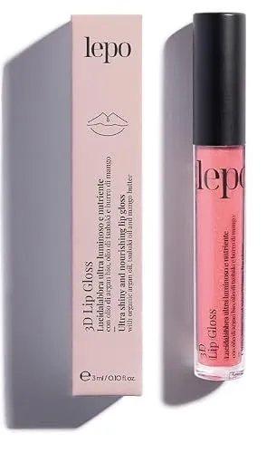 LEPO | 3D Lip Gloss, ultra-heller und pflegender Lipgloss, Nr. 04 Himbeere, mit Bio-Arganöl, Tsubaki-Öl und Mangobutter