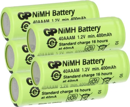 5x GP Akku 2/3 AAA 1,2V / 400mAh GP40AAAM Micro NiMH Akku Höhe 29,7mm