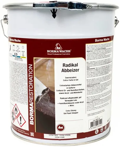 BORMA RADIKAL ABBEIZER GEL 10 Liter - Bodenpflege - effektive Lackentfernung ohne Holzschädigung, ideal für alte Farbschichten und Hartholz, schnell und schonend für perfekte Ergebnisse.