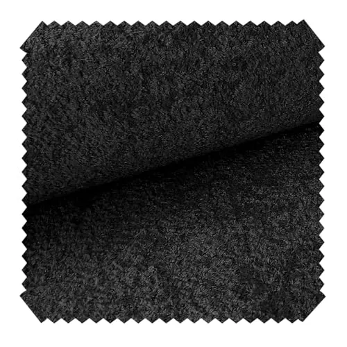 novely® MONIQUE Samtweicher Bouclé-Stoff, Schwer Entzündbarer Polsterstoff, Möbelstoff in Erdtönen, für Sofas und Sessel, Meterware 1lfm | Farbe: 99 Schwarz