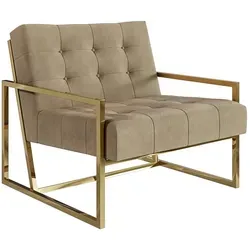 S-Style Loungesessel Tampa mit goldenen Metallfüßen aus Samtstoff - Eleganter Loungesessel mit hochelastischem Polyurethanschaum und goldenen Metallfüßen. Ideal für stilvolle Akzente und hohen Komfort in jedem Wohnraum.