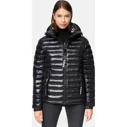 Adan F Damen Steppjacke mit hochschließendem Kragen - Schwarz - XXL - Modische Damensteppjacke aus wasserabweisendem Material mit warmer Füllung und praktischer Kapuze. Ideal für kühle Tage, sorgt für Stil und Komfort. Reißverschluss und elastische Ärmelenden bieten zusätzlichen Schutz.