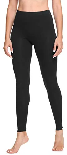 Ladeheid Leggings Damen aus Baumwolle Bequeme und Lange Leggins für Frauen für Frühling Sommer Herbst Winter Saison LA40-133 (Schwarz, M)