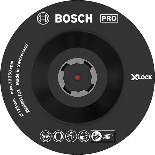 Bosch 1x PRO Backing Pad für kleine Winkelschleifer, X-Lock, Klettverschluss (Ø 125 mm, Professional Zubehör Kleiner Winkelschleifer)