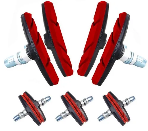 BAYLI V-Brake 10 Stück Fahrrad Bremsen Set für Shimano, 5 Paar Bremsschuhe ROT für