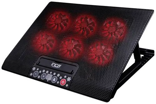 inca INC-601GMS Notebook Kühler - Laptop-Ständer mit 6 leisen LED-Lüftern, ergonomisch höhenverstellbar und ideal für Gaming oder Homeoffice. USB-Stromversorgung und effiziente Luftverteilung sorgen für optimale Kühlung.