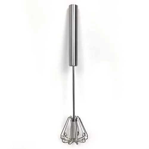 Gravidus - Handquirl, Schneebesen, manueller Handmixer, Quirl, Milchaufschäumer, Stab Mixer manuell, Handrührer aus Edelstahl, Rostfrei - Maße: 23x6cm