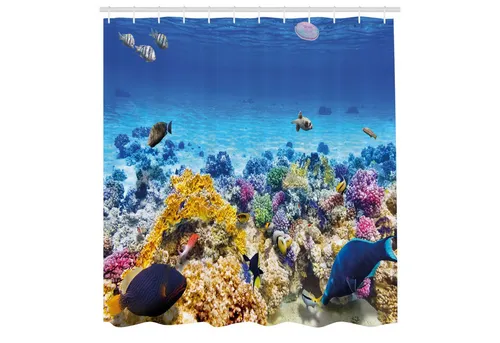 ABAKUHAUS Fisch Duschvorhang in blau von Abakuhaus