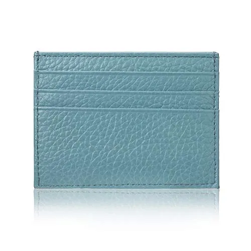 YEHMAN Kartenetui aus Leder 7 Fächer Minimalistisch für Damen Herren Kinder Türkis