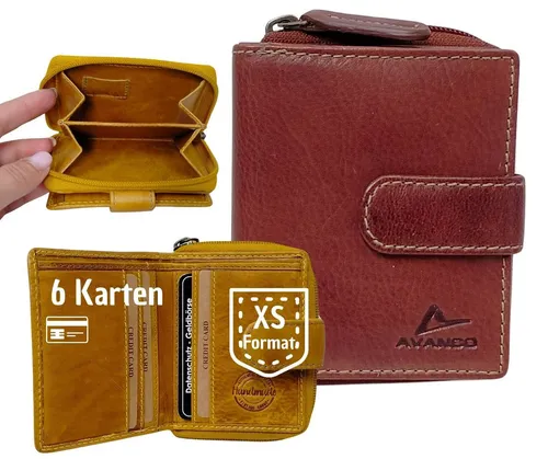 GlücksNugget Geldbörse Echtleder Damenbörse, braun