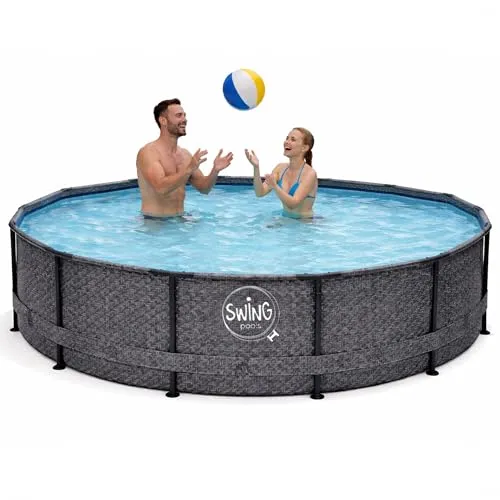 HAF Framepool Aufstellpool Rund 305 x 76 cm – Komplett Set mit Rahmen und Folie - Genießen Sie erfrischende Sommertage mit dem HAF Framepool! Schneller Aufbau ohne Werkzeug, stabiler Metallrahmen und reißfeste Folie bieten langanhaltenden Badespaß im eigenen Garten.