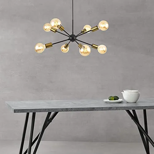 lux.pro Hängeleuchte Amiens 8-Flammig E27 - Stilvolle Pendelleuchte in Schwarz/Messing - Moderne 8-flammige Hängeleuchte von lux.pro, ideal für Wohnbereiche. Höhenverstellbar und mit außergewöhnlichem Design. Bringen Sie Eleganz in Ihr Zuhause!