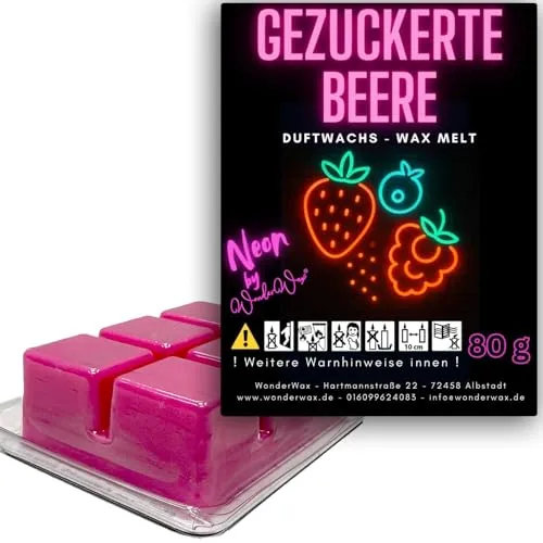 WonderWax Neon Duftwachs Wax Melts für Duftlampe, 6 Würfel Duftmelt Wachsmelt Sojawachs Neon Würfel für Raumdüfte, Wachs Duftöl Indoor Herbst Melts für Aromalampe Gezuckerte Beeren