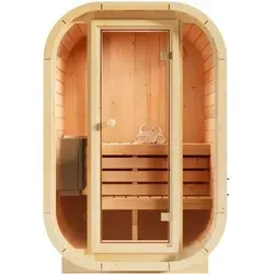 FinnTherm Innensauna Ellipso S – 2-Personen Sauna - Indoor Sauna für 2 Personen mit Panorama-Tür und 42 mm Wandstärke, ideal für Entspannung zu Hause.