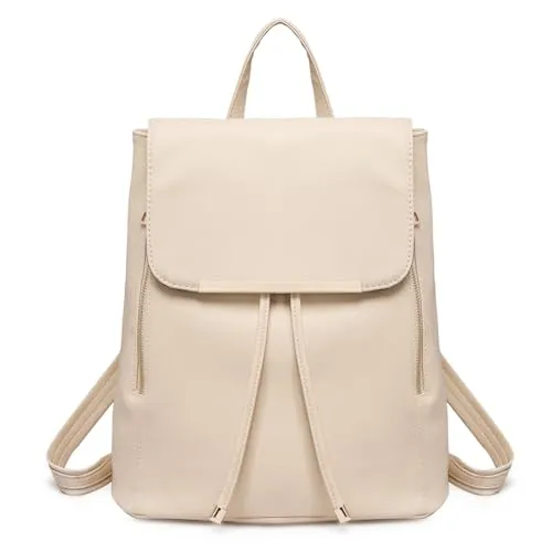 Miss Lulu Rucksack Damen Kunstleder Rucksack Damen Elegant Rolltop Rucksack Damen Tunnelzug-Design Cityrucksack Tasche Schulrucksäcke