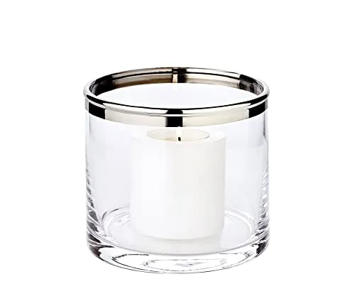 EDZARD Windlicht Molly, eleganter Kerzenhalter aus Kristallglas mit Platinrand - Windlichter, schützend und stimmungsvoll für Garten und Balkon. Das edle Design mit Platinrand sorgt für eine hochwertige Optik und romantische Lichteffekte.