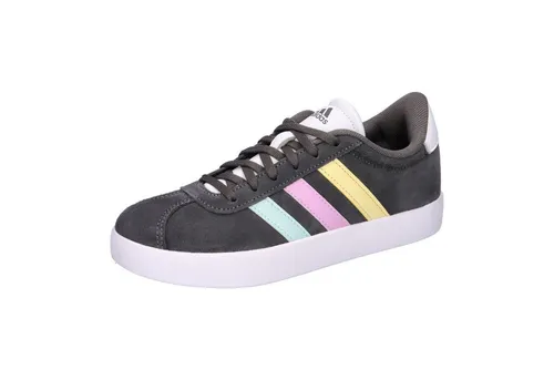 adidas Unisex Kinder VL Court Shoes, Grey six/Halo Mint/Bliss Lilac, 28 EU - Sneaker für Jungen mit Wildleder-Details, elastischen Schnürsenkeln und Klettverschluss für einfaches An- und Ausziehen.