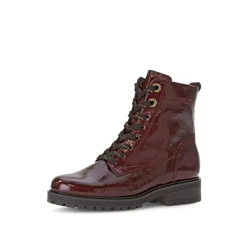 GABOR COMFORT Schnürstiefelette - Damen Schuhe in Rot Lack, Gr. 38 - Wanderschuhe mit hohem Tragekomfort und modischem Design. Ideal für breitere Füße dank Weite H und herausnehmbarem Fußbett für orthopädische Einlagen.