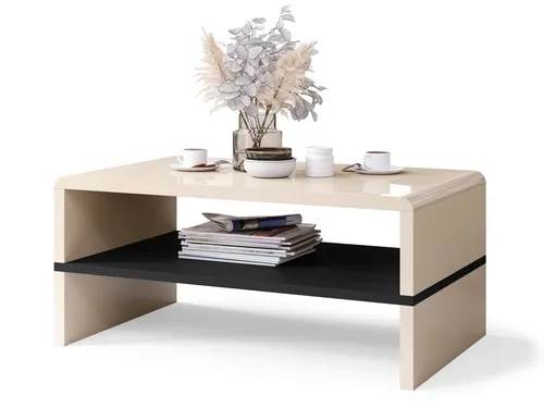 Rock Couchtisch Beige Hochglanz / Schwarz matt 110x60cm in beige von Mazzoni